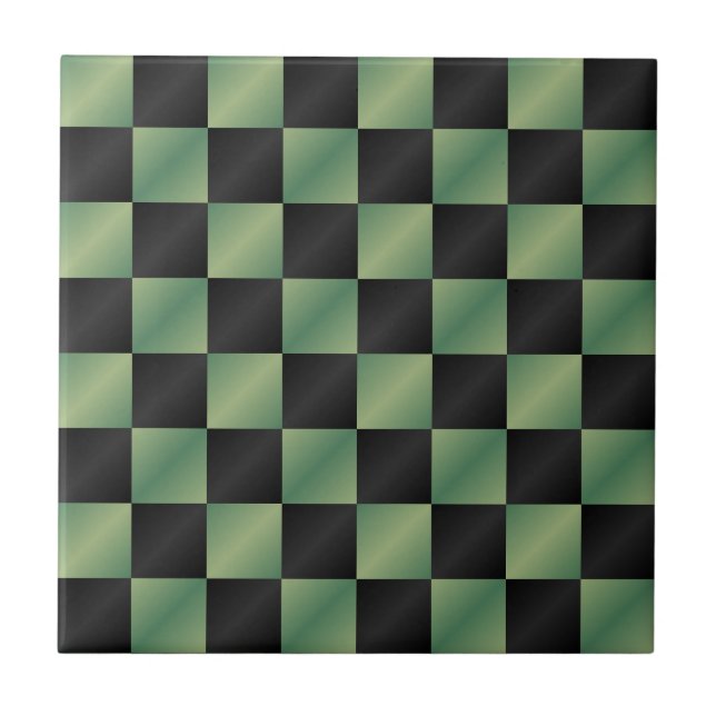 Azulejo De Cerâmica Gradiente Preto Verde Azul Moderno Verificado (Frente)