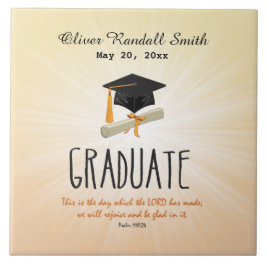 Azulejo De Cerâmica Graduação religiosa Dourada Starburst com Boné Neg