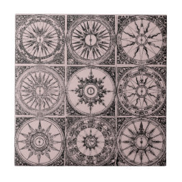 Azulejo De Cerâmica Gráfico de Cerâmica de Rosa de Vento Antigo