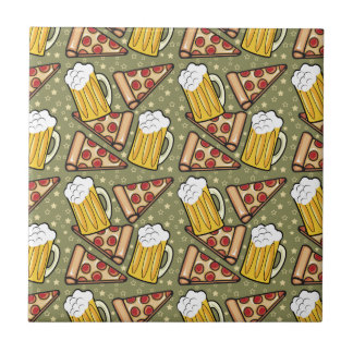 Azulejo De Cerâmica Gráfico de Cerveja e Pizza