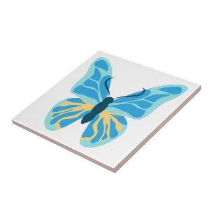 Azulejo De Cerâmica Gráfico de Cores Personalizadas da Borboleta