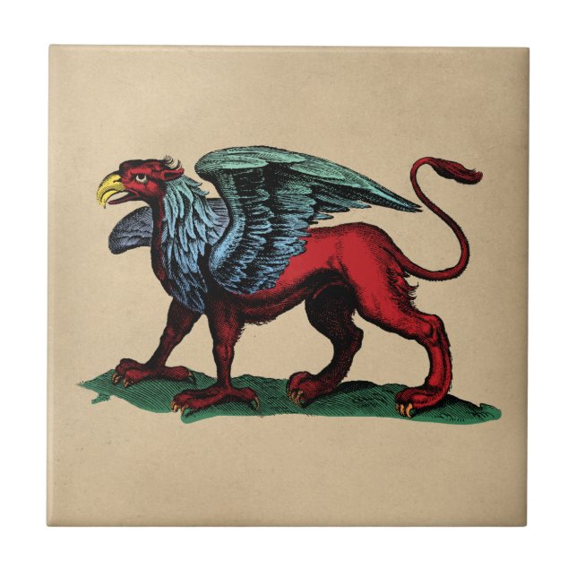 Azulejo De Cerâmica Gráfico de Griffin Vintage (Frente)