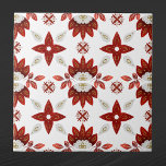 Azulejo De Cerâmica Gráfico Escandinavo Dourado Vermelho Nórdico<br><div class="desc">Design nórdico em vermelho e ouro.</div>