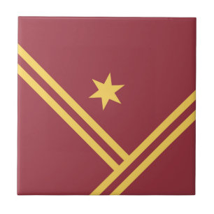 Azulejo De Cerâmica Gráfico moderno da estrela diagonal Dourado marro
