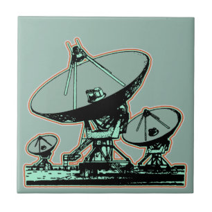 Azulejo De Cerâmica Gráfico retro da antena parabólica
