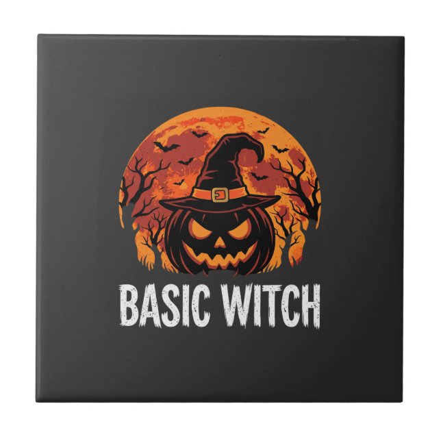 Azulejo De Cerâmica Gráficos Básicos de Halloween Feiticeira Abóbora L (Frente)