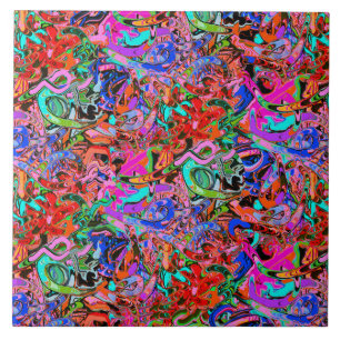 Azulejo De Cerâmica Grafite colorido do estilo de rua