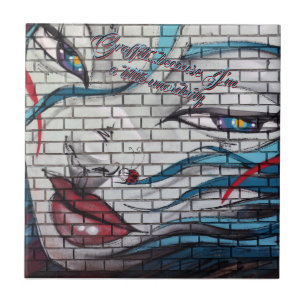 Azulejo De Cerâmica Grafite de Menina Asiática 