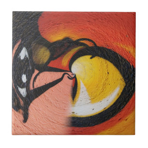 Azulejo De Cerâmica Grafite de Rua Vermelho Amarelo Preto Colorido