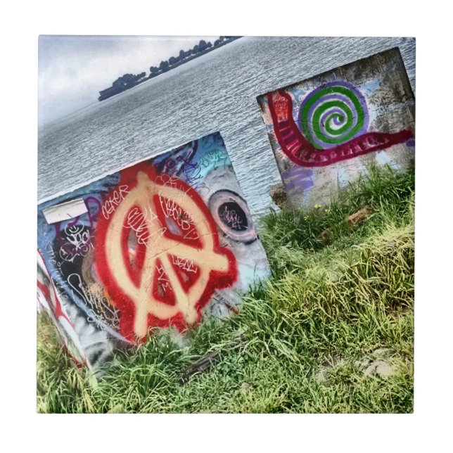 Azulejo De Cerâmica Grafite incrível de Arte em Berkeley, Califórnia (Frente)