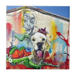 Azulejo De Cerâmica Grafite Mural Canino