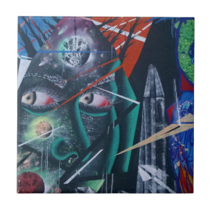 Azulejo De Cerâmica Grafites escuros do delírio