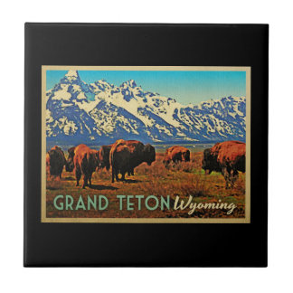 Azulejo De Cerâmica Grand Teton Wyoming Buffalo