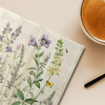 Grande Aquarela Vintage Flor Silvestre Natural