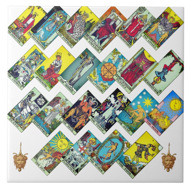 Azulejo De Cerâmica Grande Arcana Tarot Collage (Frente)