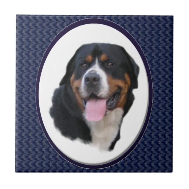 Azulejo De Cerâmica Grande Arte de Cachorro Suíço (Frente)