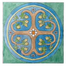 Azulejo De Cerâmica Grande azulejo cerâmico estilo siciliano "Árvores 