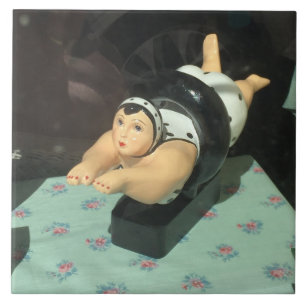 Azulejo De Cerâmica grande azulejo, foto única, nadador cerâmico!