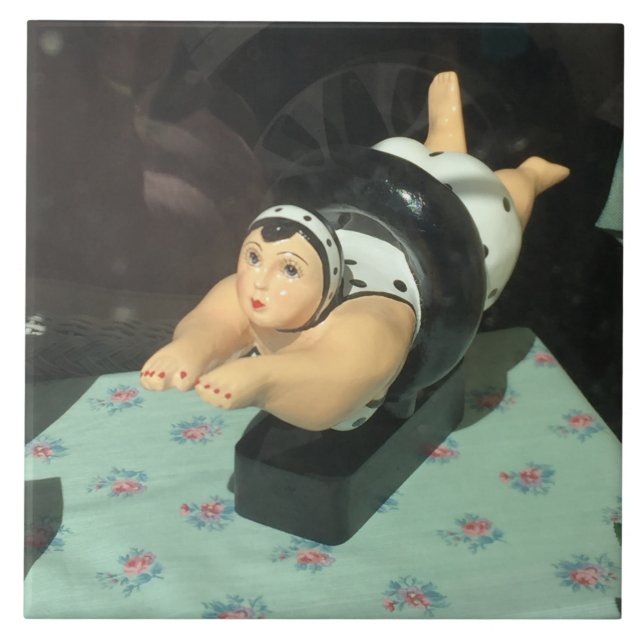 Azulejo De Cerâmica grande azulejo, foto única, nadador cerâmico! (Frente)