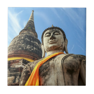 Azulejo De Cerâmica Grande Buda em Ayutthaya, Tailândia