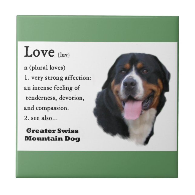 Azulejo De Cerâmica Grande Cão Suíço Amor é... (Frente)