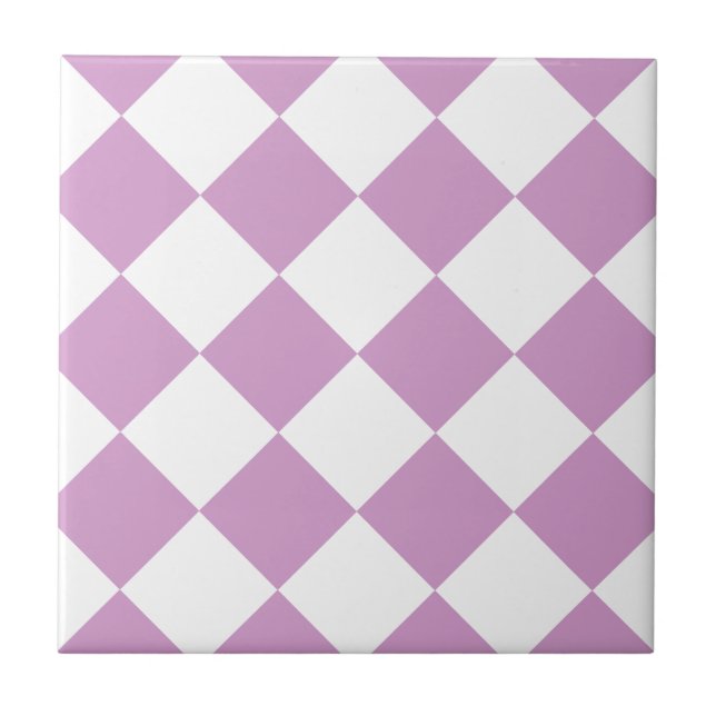 Azulejo De Cerâmica Grande Checkered de Diag - branco e (Frente)