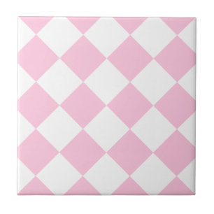 Azulejo De Cerâmica Grande Checkered de Diag - branco e algodão doce