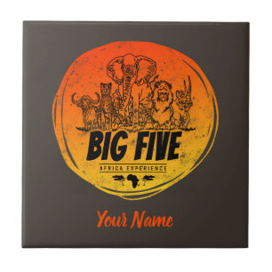 Azulejo De Cerâmica  Grande Cinco de África, Safari Vintage Elephant,