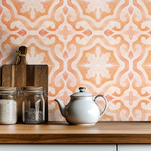 Azulejo De Cerâmica Grande escala Cor-de-água marrom laranja (Criador carregado)