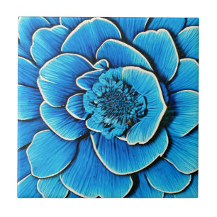 Azulejo De Cerâmica Grande Flor de Camélia Azul