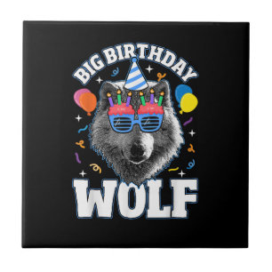 Azulejo De Cerâmica Grande Lobo de Aniversário para Lobos