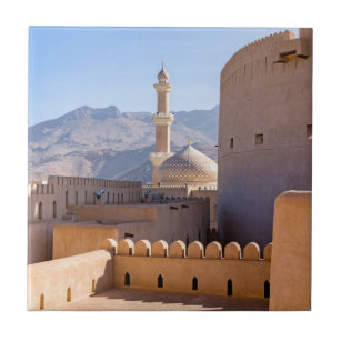 Azulejo De Cerâmica Grande mesquita e minarete em Nizwa - Omã