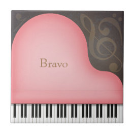 Azulejo De Cerâmica Grande Piano Rosa Personalizado Música Romântica