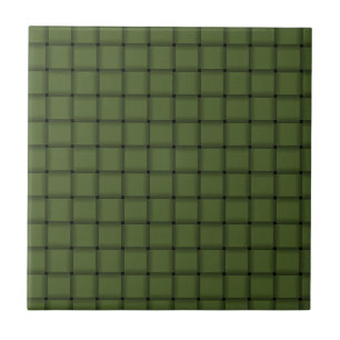 Azulejo De Cerâmica Grande Weave - verde azeitona escura