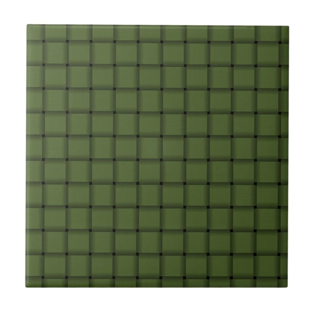 Azulejo De Cerâmica Grande Weave - verde azeitona escura (Frente)