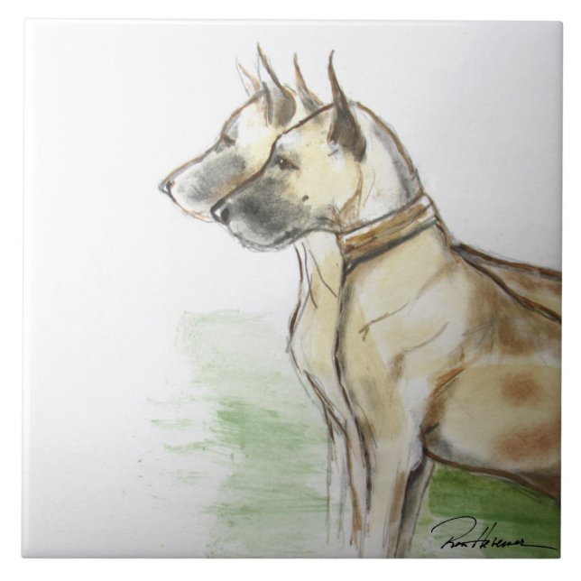 Azulejo De Cerâmica Grandes dinamarqueses (Frente)