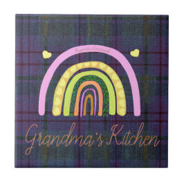 Azulejo De Cerâmica Grandma's Kitchen Rainbow 'Happiness is Homemade' 
