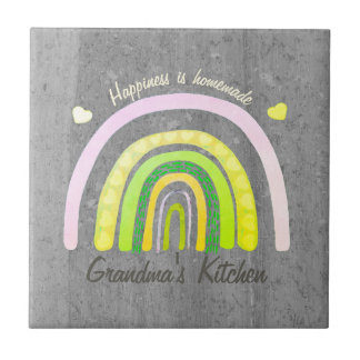 Azulejo De Cerâmica Grandma's Kitchen Rainbow 'Happiness is Homemade'