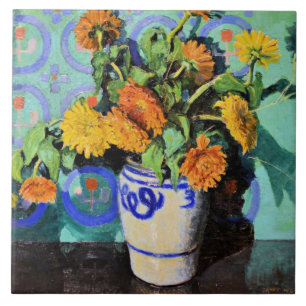 Azulejo De Cerâmica Grant Wood - Calendulas, pintura floral