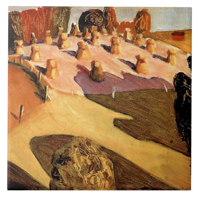 Azulejo De Cerâmica Grant Wood, Iowa View, famosa pintura (Frente)