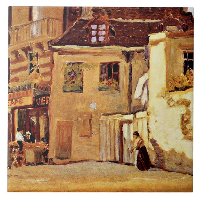 Azulejo De Cerâmica Grant Wood trabalho de arte, Paisagem (Frente)