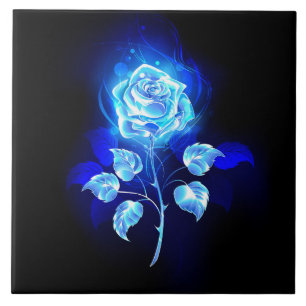 Azulejo De Cerâmica Gravação de Rosa Azul