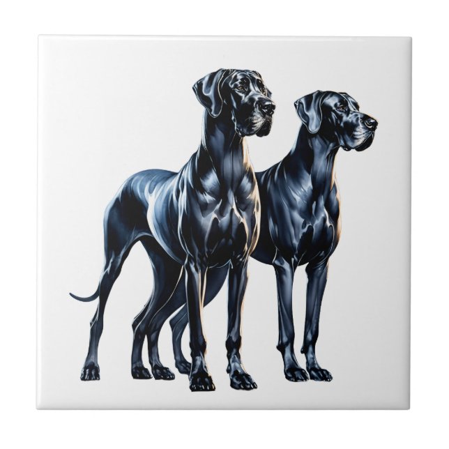 Azulejo De Cerâmica Great Danes Watercolor (Frente)