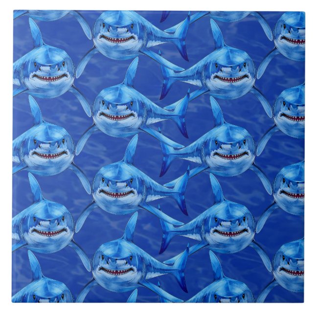 Azulejo De Cerâmica Great White Shark Pattern  (Frente)