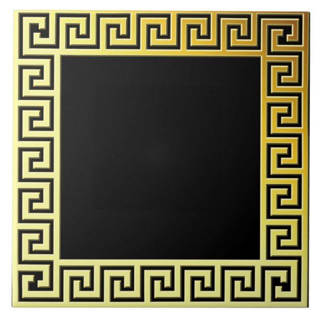 Azulejo De Cerâmica Grécia clássica elegante ouro tradicional preto (Frente)