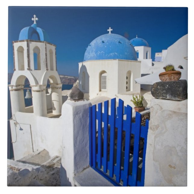Azulejo De Cerâmica Grécia e ilha grega de Santorini, cidade de Oia 3 (Frente)