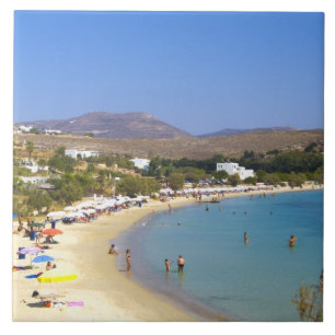 Azulejo De Cerâmica Grécia, Ilha de Paros, Praia de Krios vista de cim