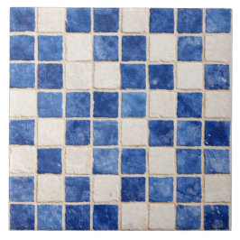 Azulejo De Cerâmica Greek Blue Mosaic Squares Ceramic Tile 