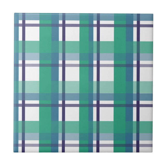 Azulejo De Cerâmica Green And Purple Tartan Pattern (Frente)