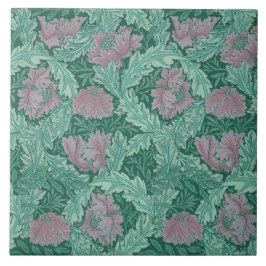 Azulejo De Cerâmica Green and Red Wreath Pattern (por William Morris)